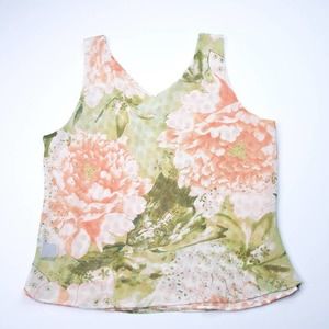 Pierre Cardin XL Tank Top Orange Floral Polka Dot